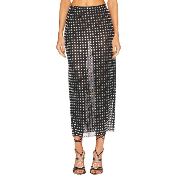 NBD Dresses & Skirts - NBD Zenni Crystal Skirt in Black & Silver Small New Womens Maxi Mesh